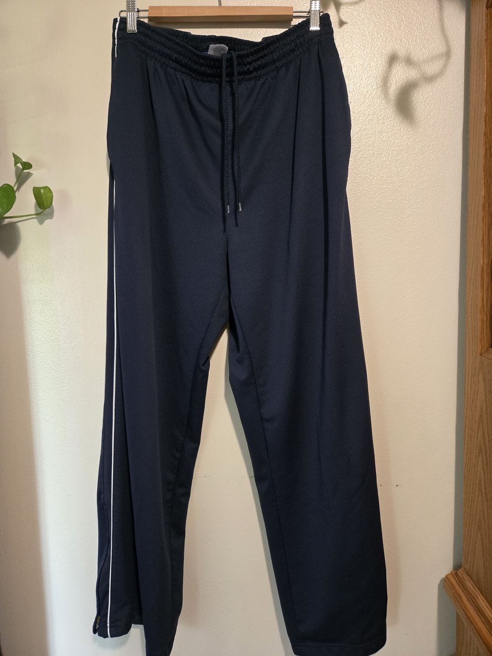 Reebok 2010 Navy Track Pants with White Side Stripe And Zipper Leg Bottom